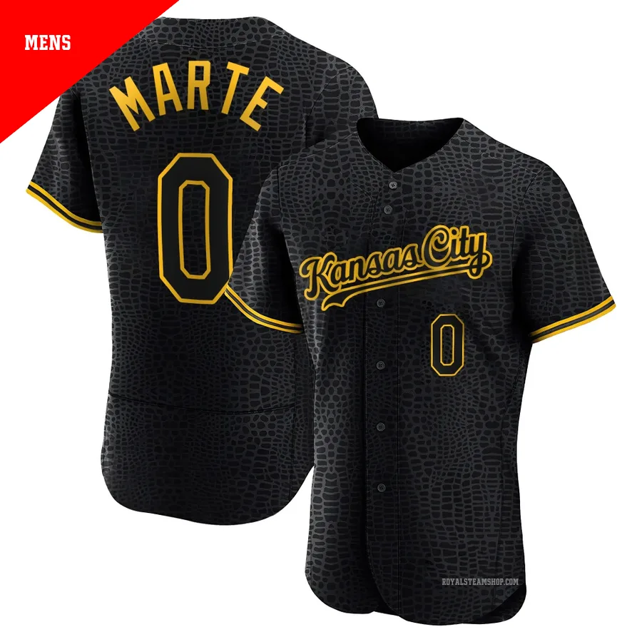 Men's Kansas City Royals ＃0 Starling Marte Black Authentic Snake Skin City Jersey