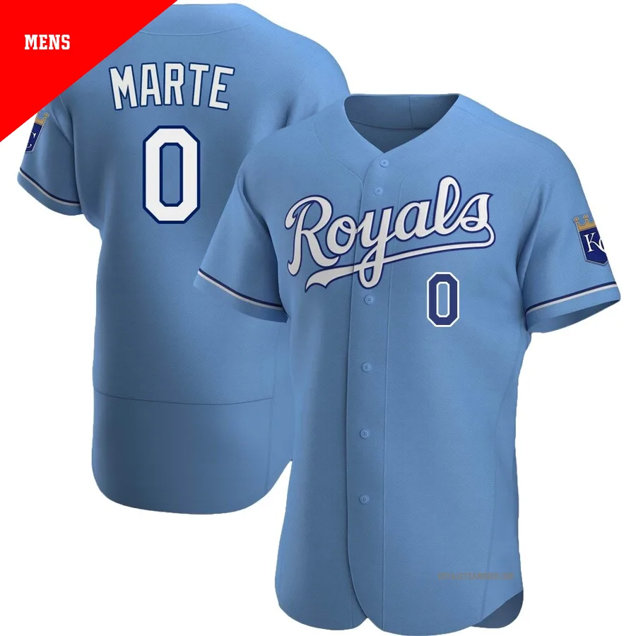 Men's Kansas City Royals ＃0 Starling Marte Light Blue Authentic Alternate Jersey
