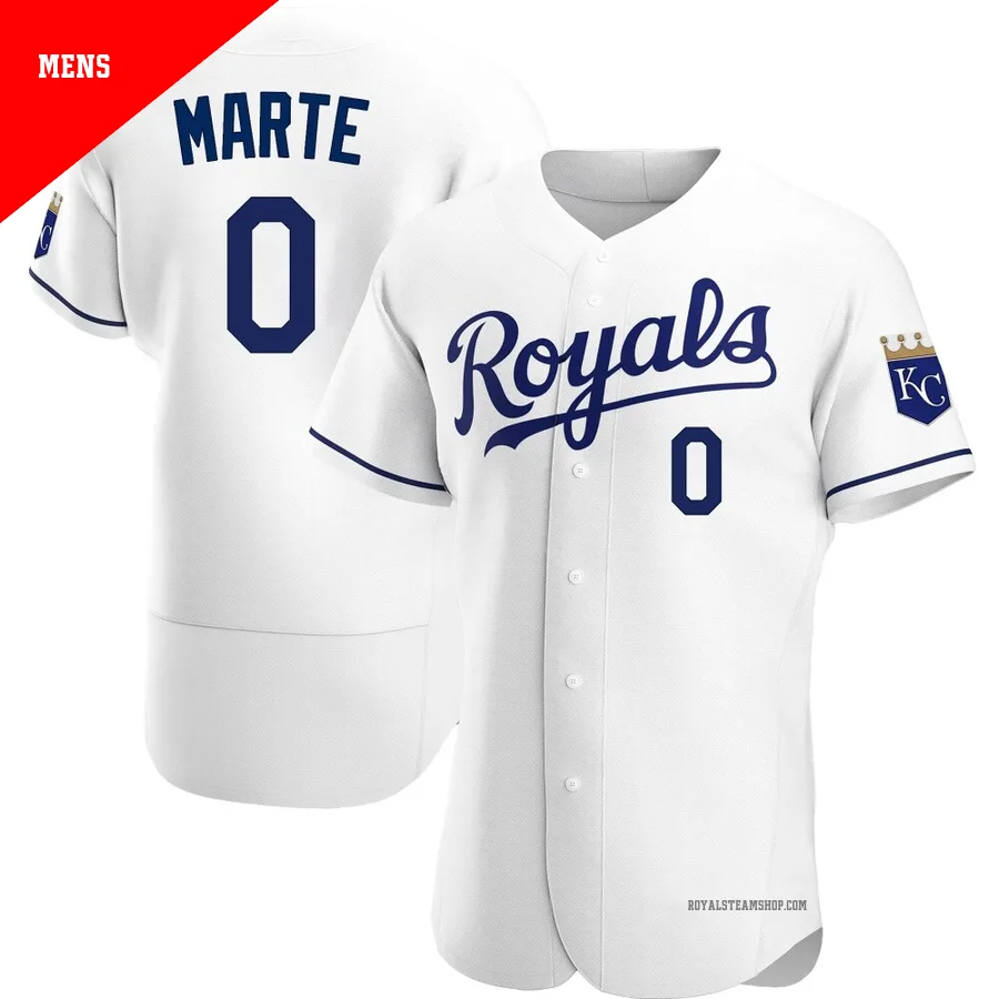 Men's Kansas City Royals ＃0 Starling Marte White Authentic Home Jersey