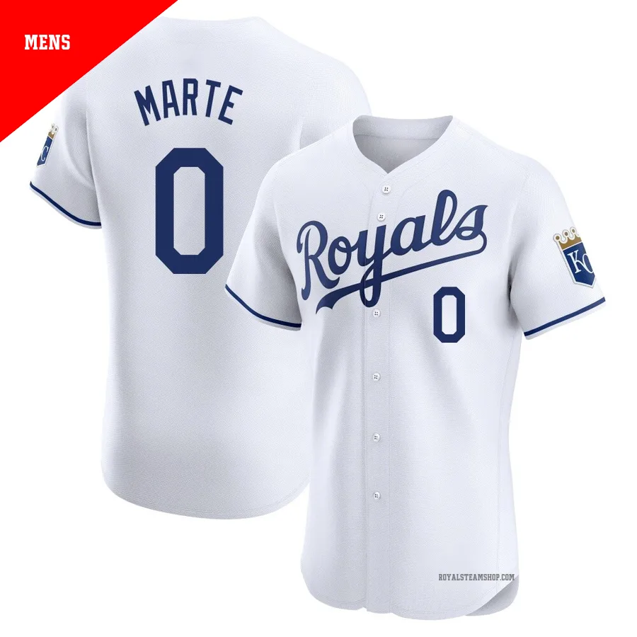 Men's Kansas City Royals ＃0 Starling Marte White Elite Home Jersey