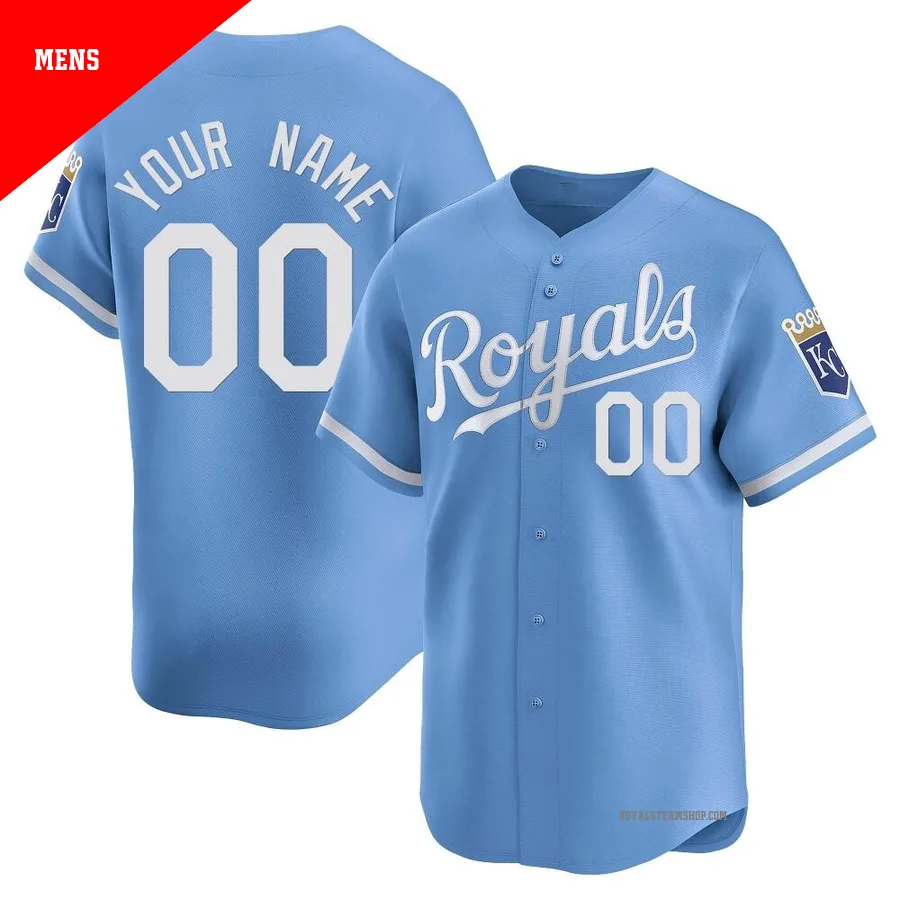 Men's Kansas City Royals ＃00 Custom Light Blue Limited Alternate Jersey