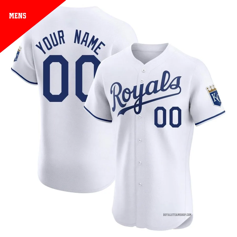 Men's Kansas City Royals ＃00 Custom White Elite Home Jersey
