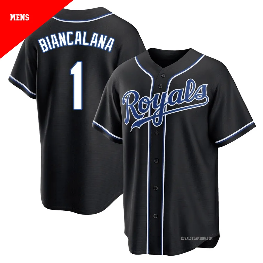 Men's Kansas City Royals ＃1 Buddy Biancalana Black Replica Fashion Out Jersey
