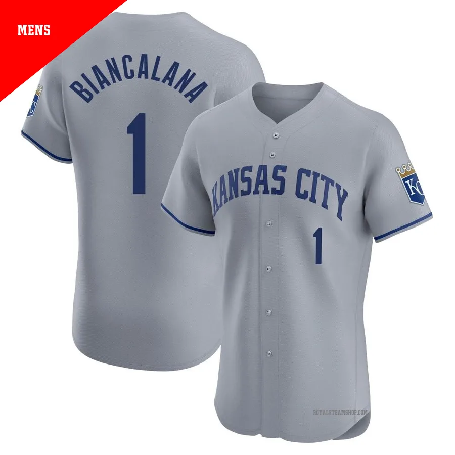 Men's Kansas City Royals ＃1 Buddy Biancalana Gray Elite Road Jersey