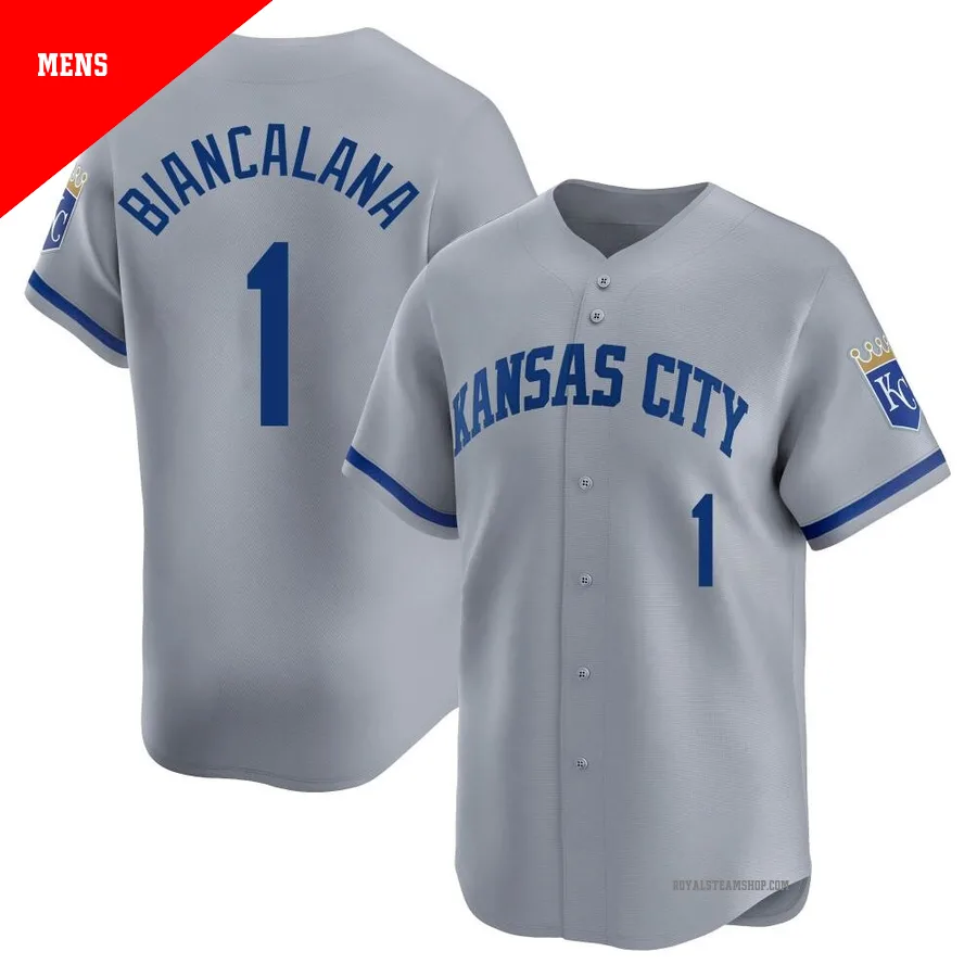 Men's Kansas City Royals ＃1 Buddy Biancalana Gray Limited Away Jersey