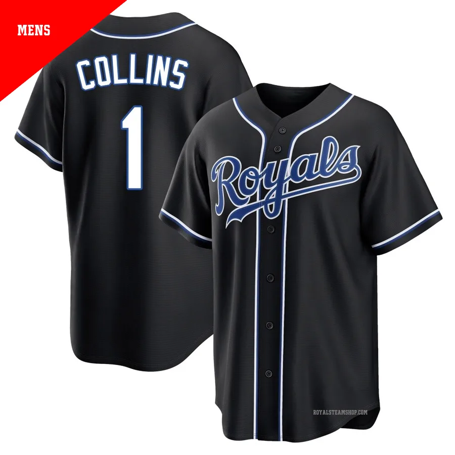 Men's Kansas City Royals ＃1 Isaac Collins Black Replica Fashion Out Jersey