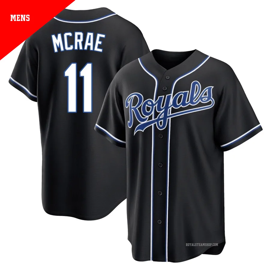Men's Kansas City Royals ＃11 Hal Mcrae Black Replica Fashion Out Jersey