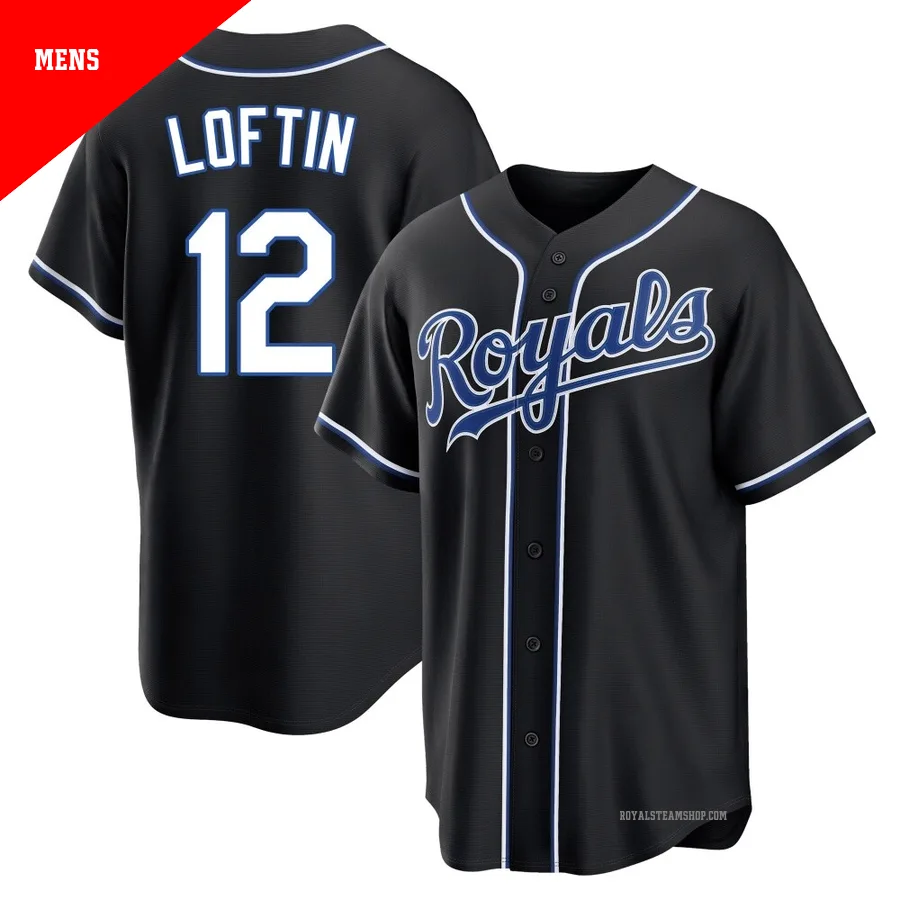Men's Kansas City Royals ＃12 Nick Loftin Black Replica Fashion Out Jersey