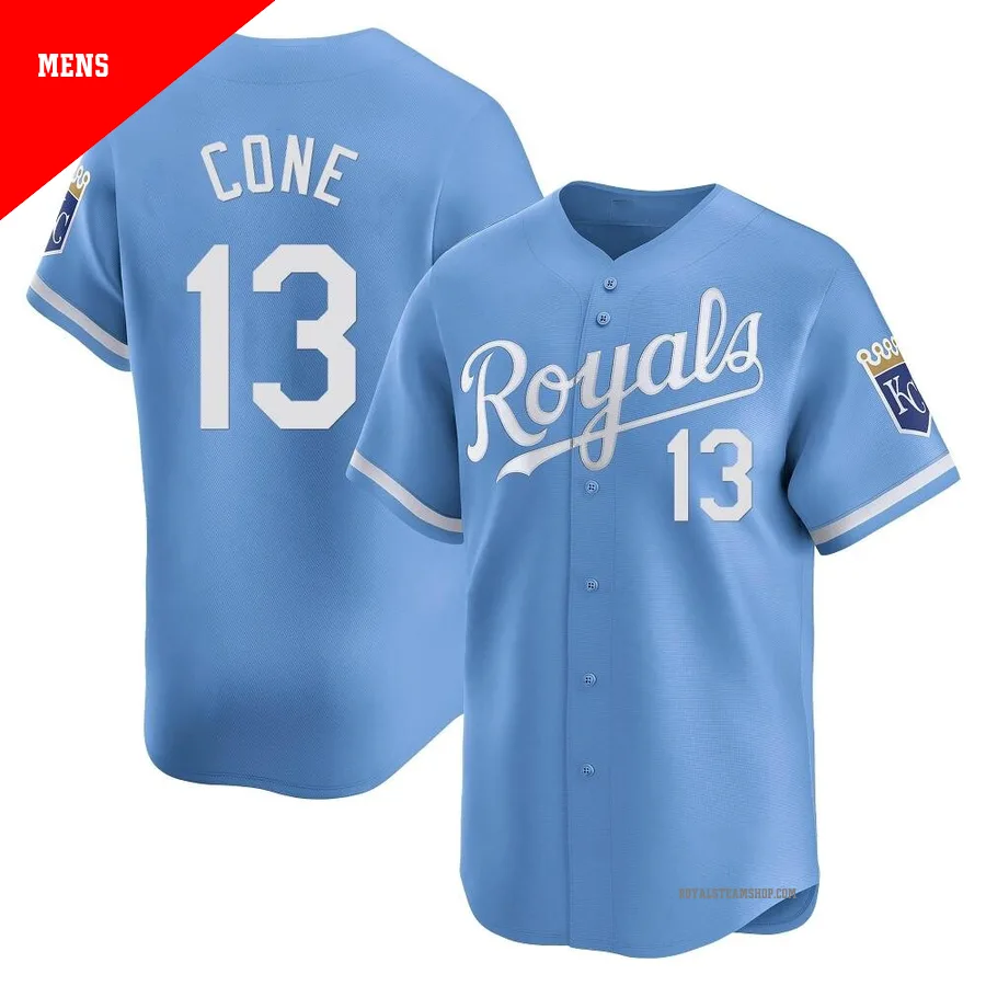 Men's Kansas City Royals ＃13 David Cone Light Blue Limited Alternate Jersey