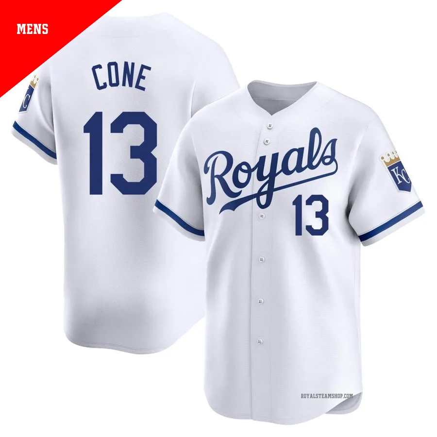 Men's Kansas City Royals ＃13 David Cone White Limited Home Jersey