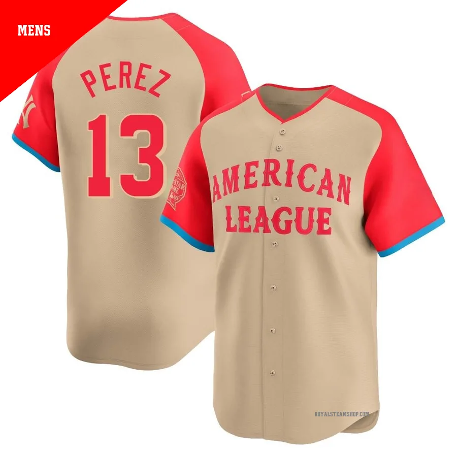 Men's Kansas City Royals ＃13 Salvador Perez Cream Limited American League 2024 All-Star Game Jersey