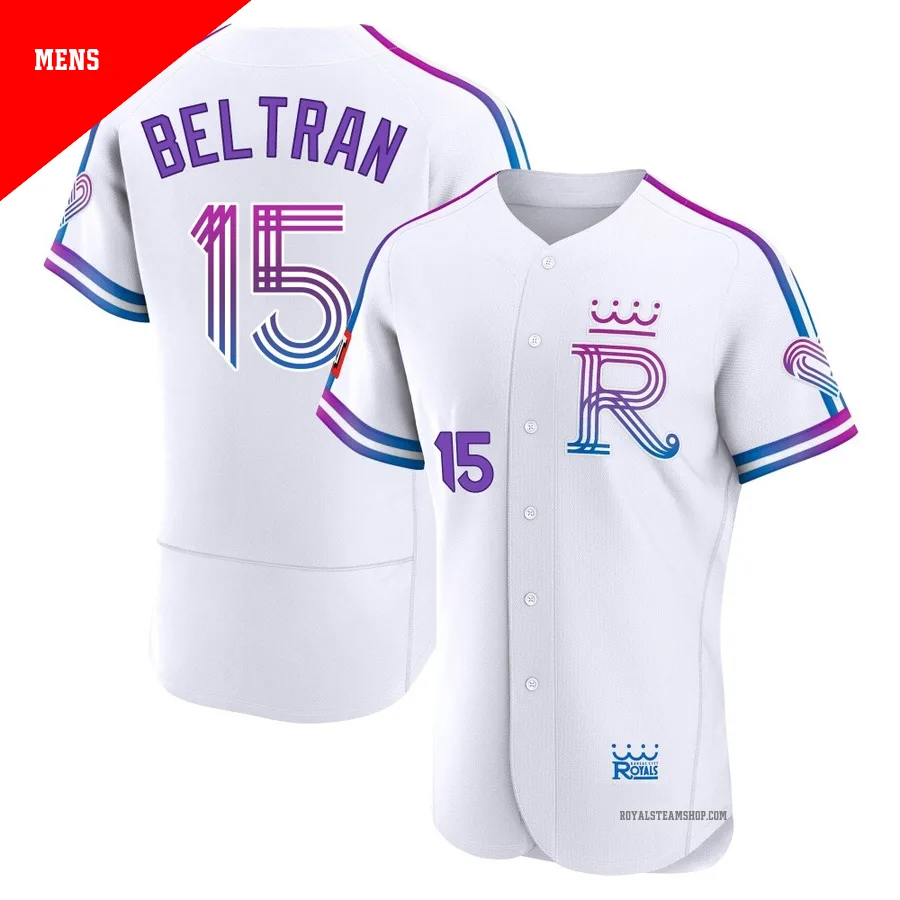 Men's Kansas City Royals ＃15 Carlos Beltran White Authentic 2026 City Connect Stadium Jersey