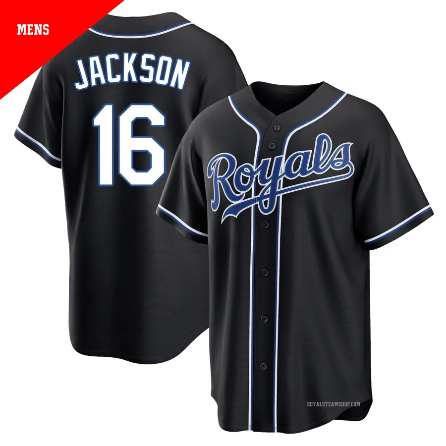 Men's Kansas City Royals ＃16 Bo Jackson Black Replica Fashion Out Jersey
