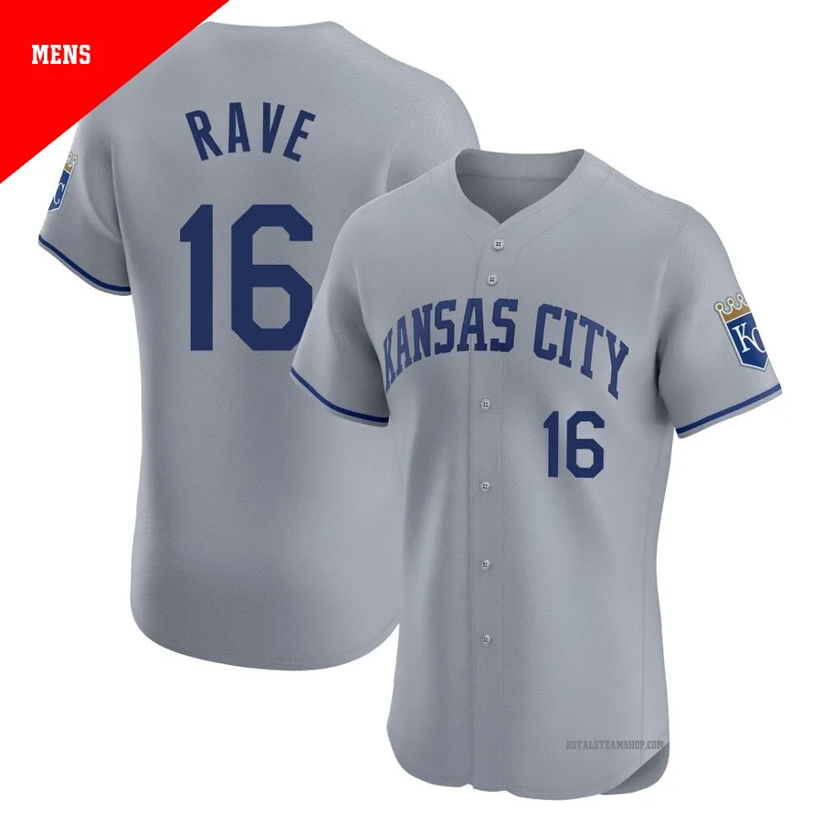 Men's Kansas City Royals ＃16 John Rave Gray Elite Road Jersey