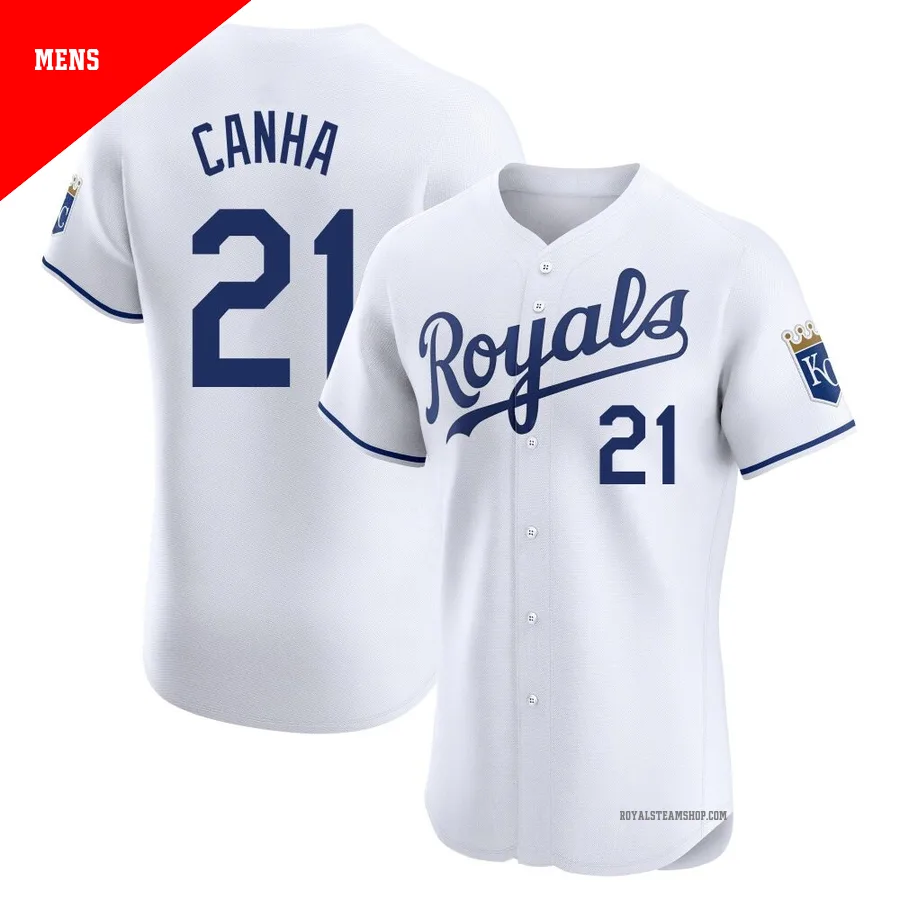 Men's Kansas City Royals ＃21 Mark Canha White Elite Home Jersey