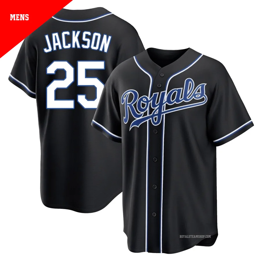Men's Kansas City Royals ＃25 Danny Jackson Black Replica Fashion Out Jersey