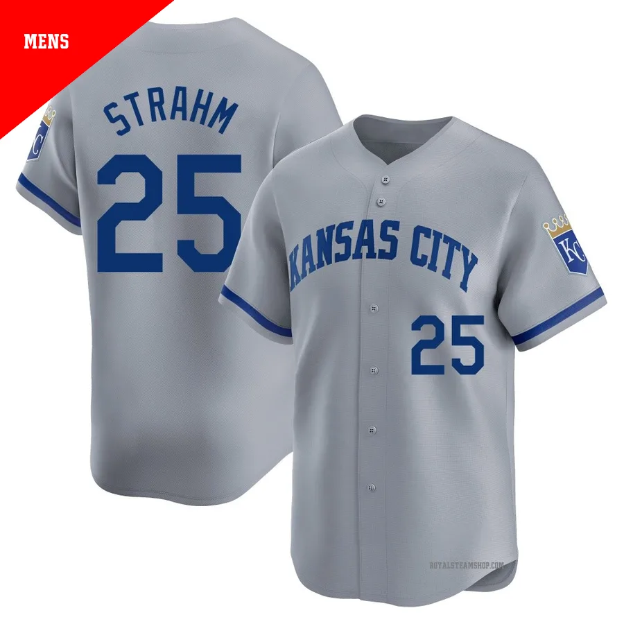 Men's Kansas City Royals ＃25 Matt Strahm Gray Limited Away Jersey