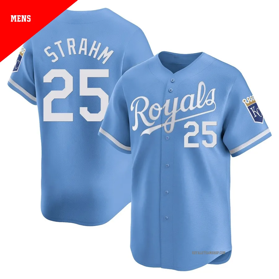 Men's Kansas City Royals ＃25 Matt Strahm Light Blue Limited Alternate Jersey