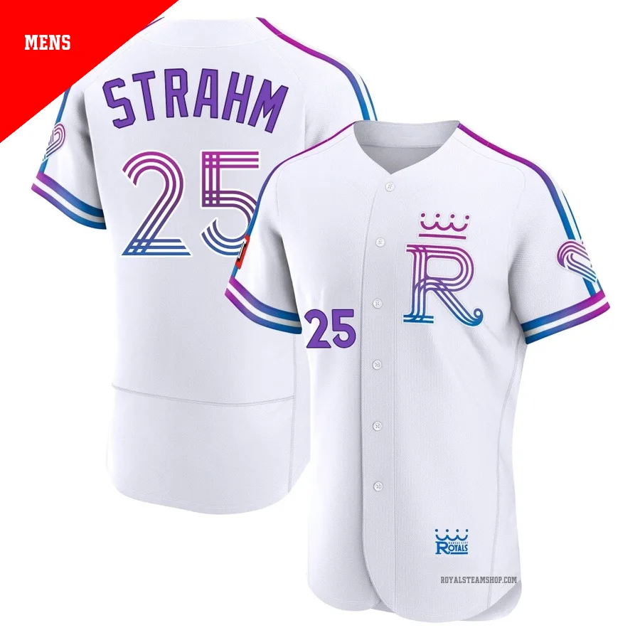 Men's Kansas City Royals ＃25 Matt Strahm White Authentic 2026 City Connect Stadium Jersey