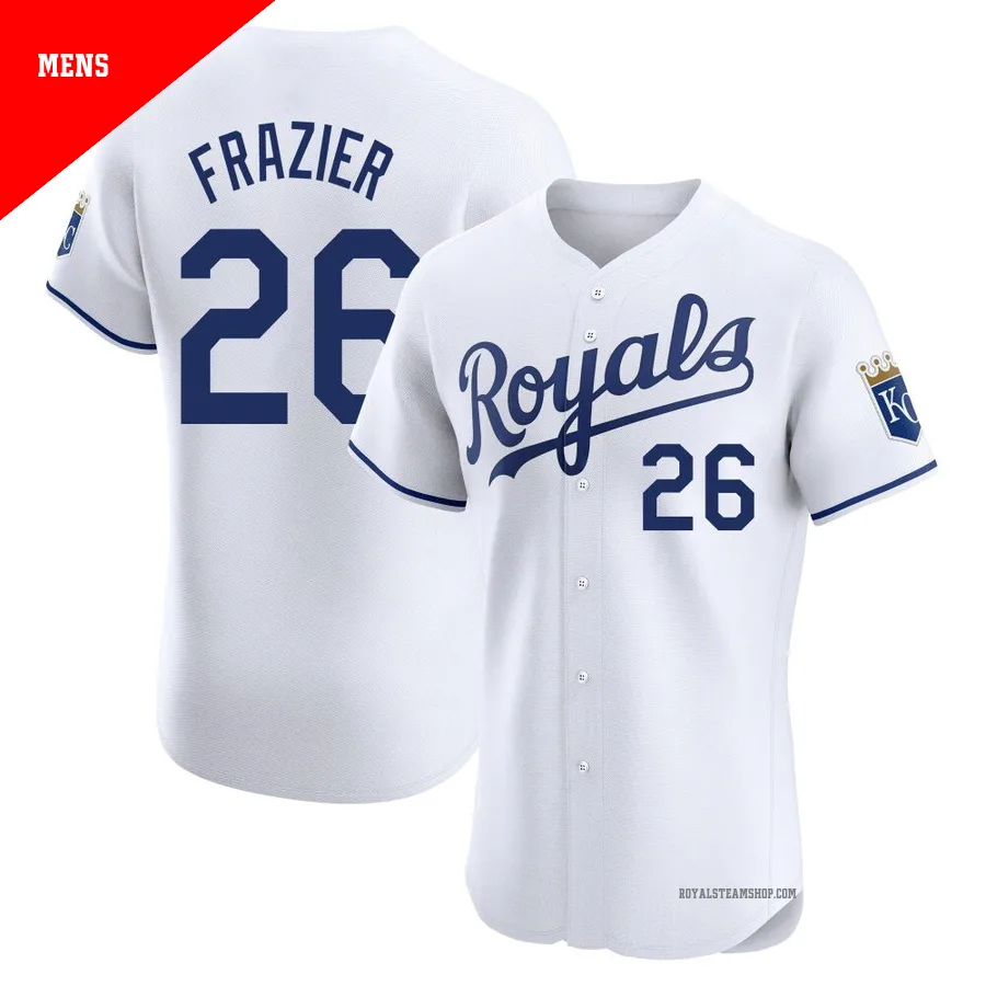 Men's Kansas City Royals ＃26 Adam Frazier White Elite Home Jersey