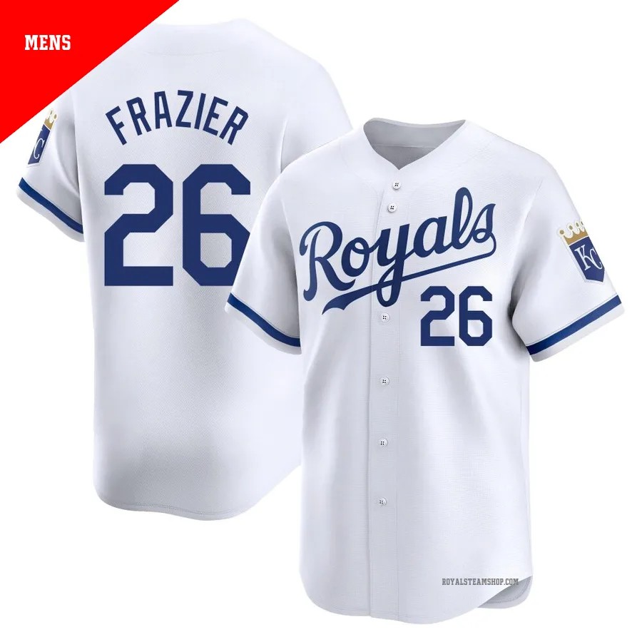 Men's Kansas City Royals ＃26 Adam Frazier White Limited Home Jersey