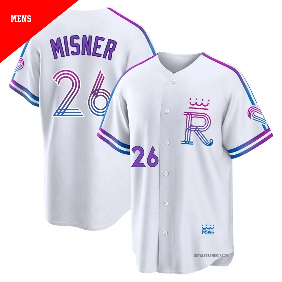 Men's Kansas City Royals ＃26 Kameron Misner White Limited 2026 City Connect Stadium Jersey