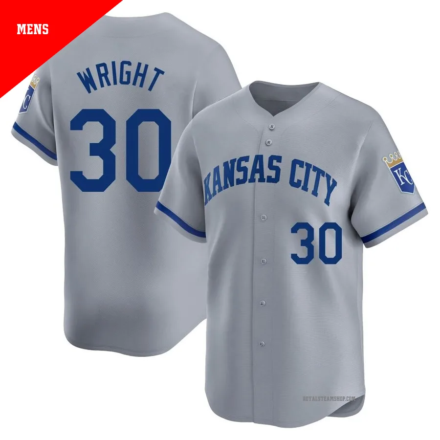 Men's Kansas City Royals ＃30 Kyle Wright Gray Limited Away Jersey
