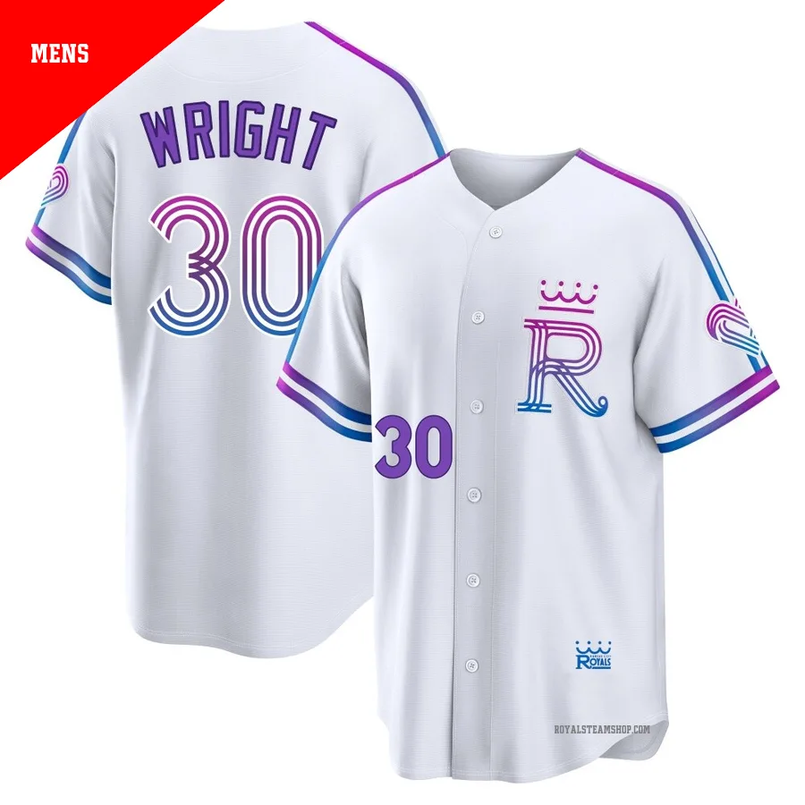 Men's Kansas City Royals ＃30 Kyle Wright White Limited 2026 City Connect Stadium Jersey