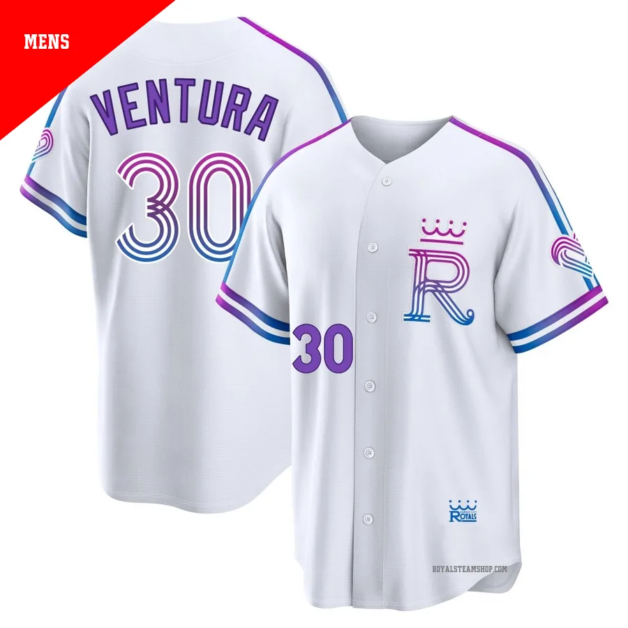 Men's Kansas City Royals ＃30 Yordano Ventura White Limited 2026 City Connect Stadium Jersey