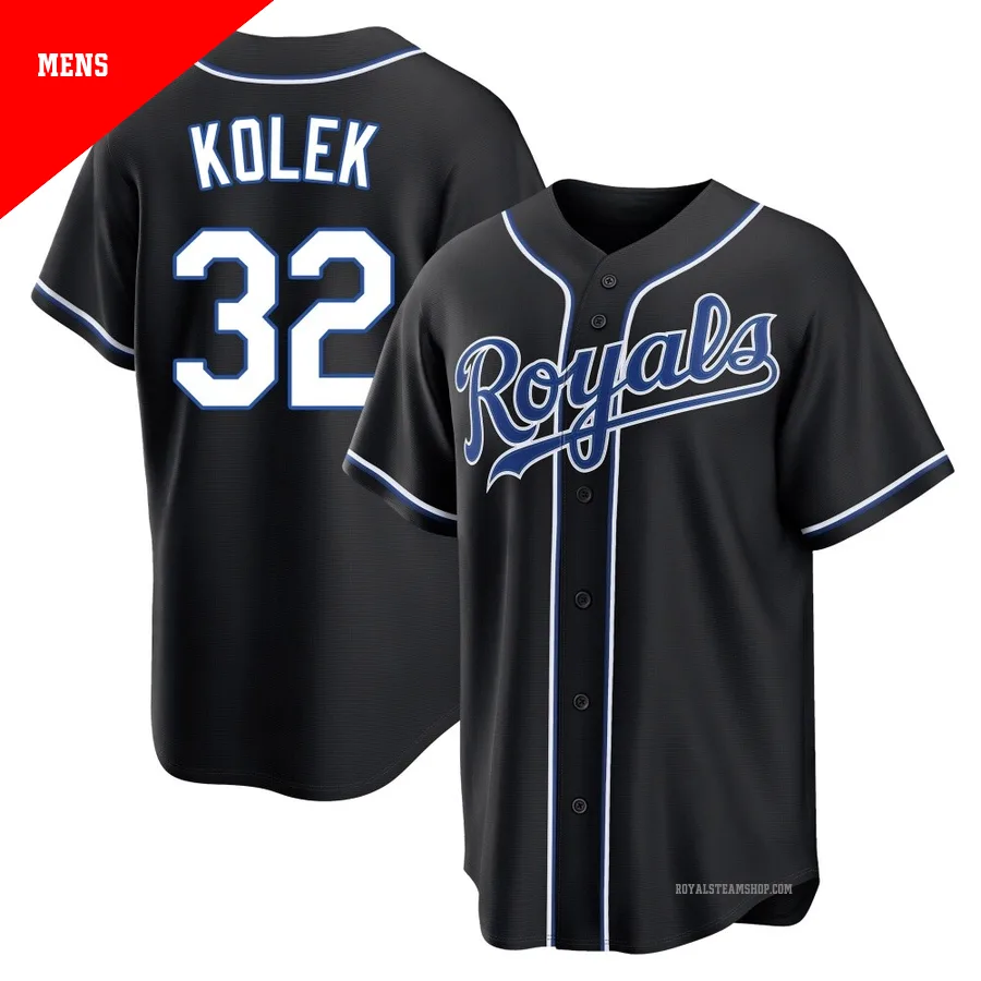 Men's Kansas City Royals ＃32 Stephen Kolek Black Replica Fashion Out Jersey