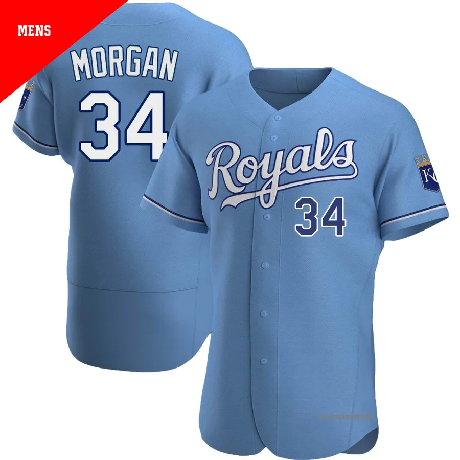Men's Kansas City Royals ＃34 Eli Morgan Light Blue Authentic Alternate Jersey