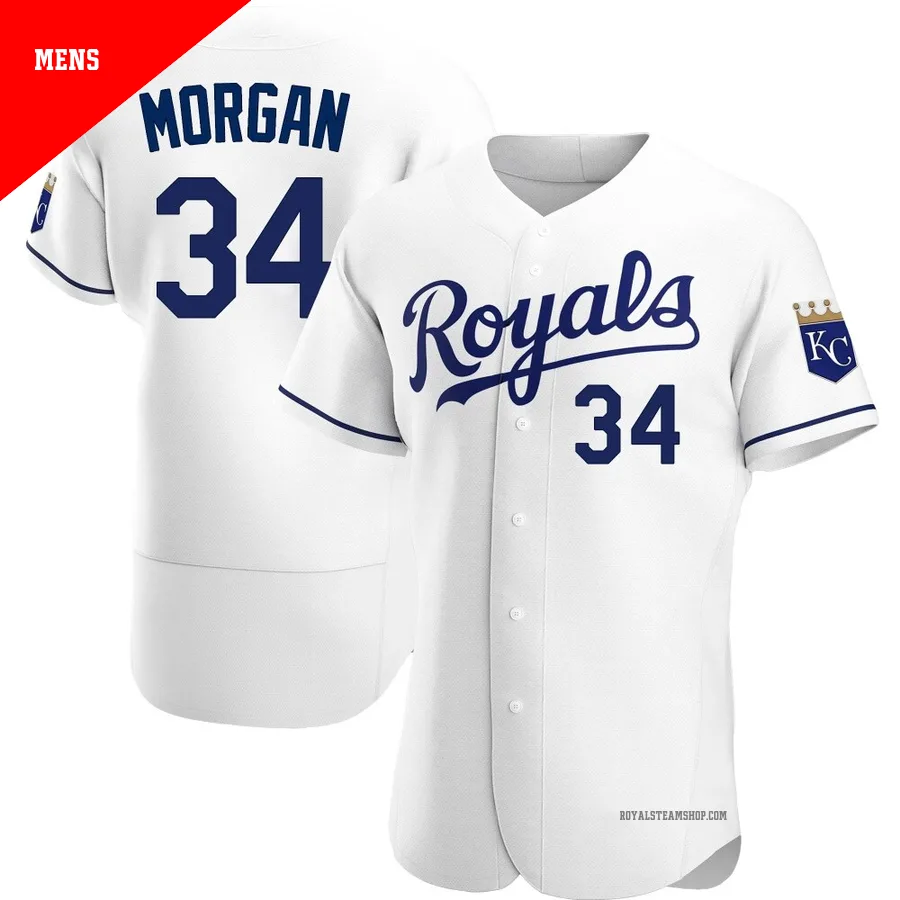Men's Kansas City Royals ＃34 Eli Morgan White Authentic Home Jersey