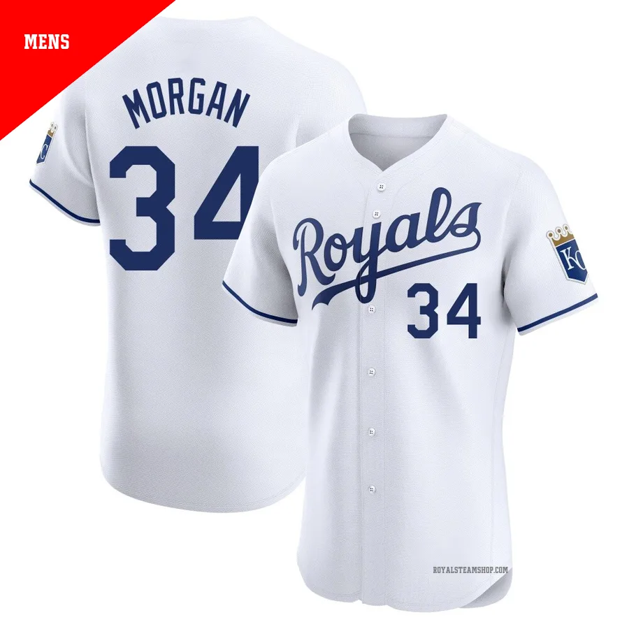 Men's Kansas City Royals ＃34 Eli Morgan White Elite Home Jersey