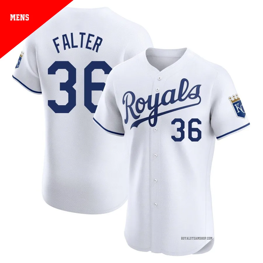 Men's Kansas City Royals ＃36 Bailey Falter White Elite Home Jersey