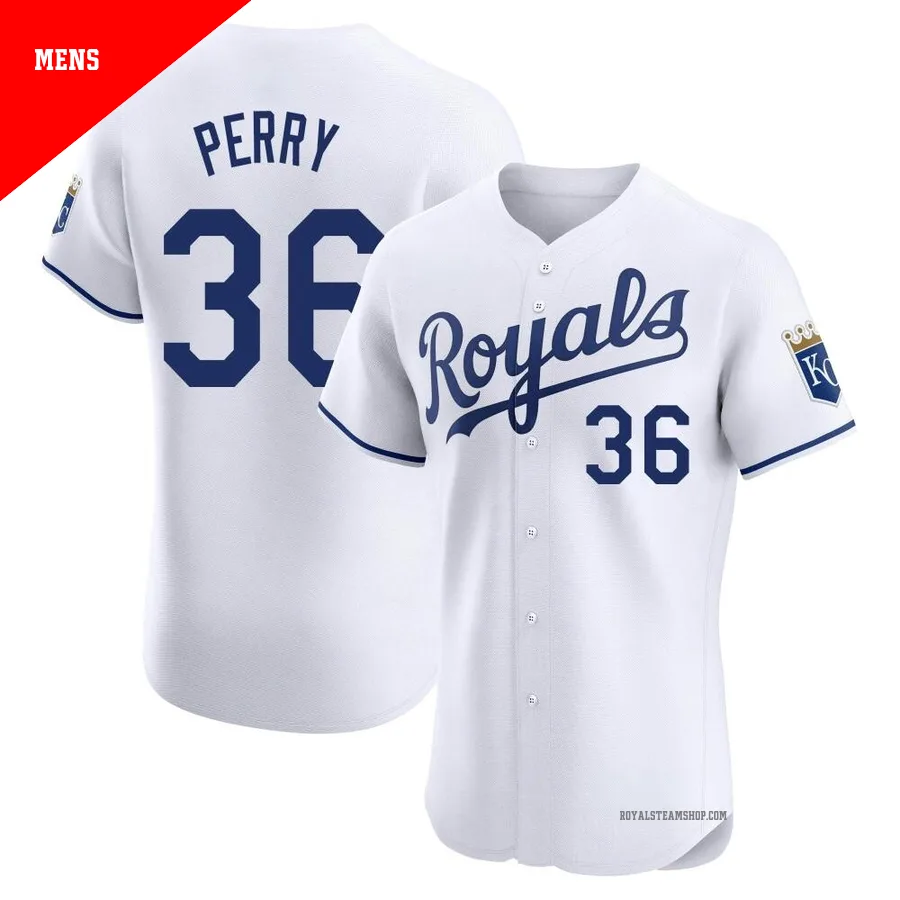 Men's Kansas City Royals ＃36 Gaylord Perry White Elite Home Jersey