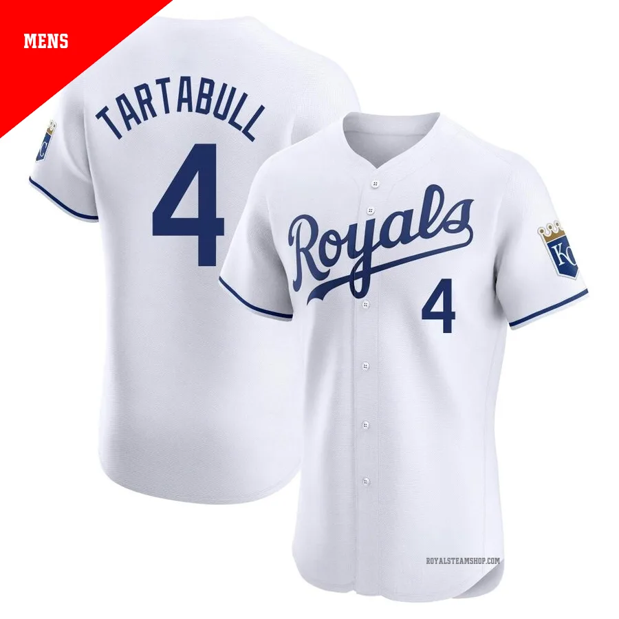 Men's Kansas City Royals ＃4 Danny Tartabull White Elite Home Jersey