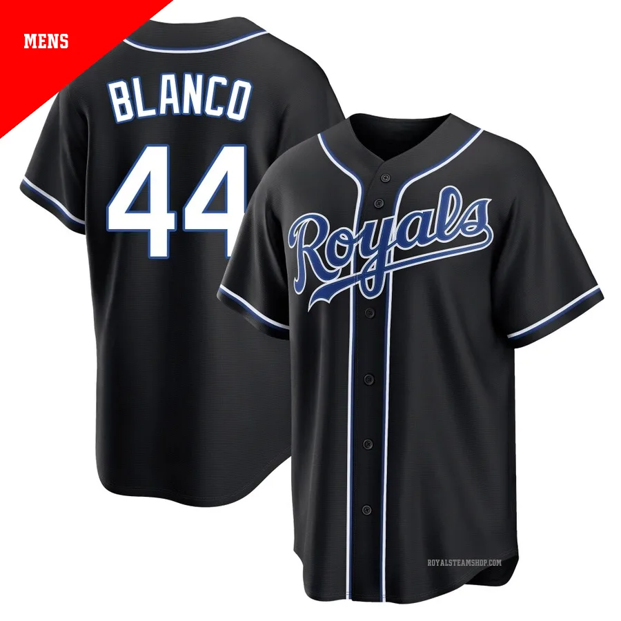 Men's Kansas City Royals ＃44 Dairon Blanco Black Replica Fashion Out Jersey
