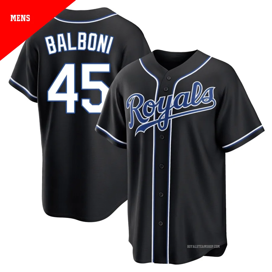 Men's Kansas City Royals ＃45 Steve Balboni Black Replica Fashion Out Jersey