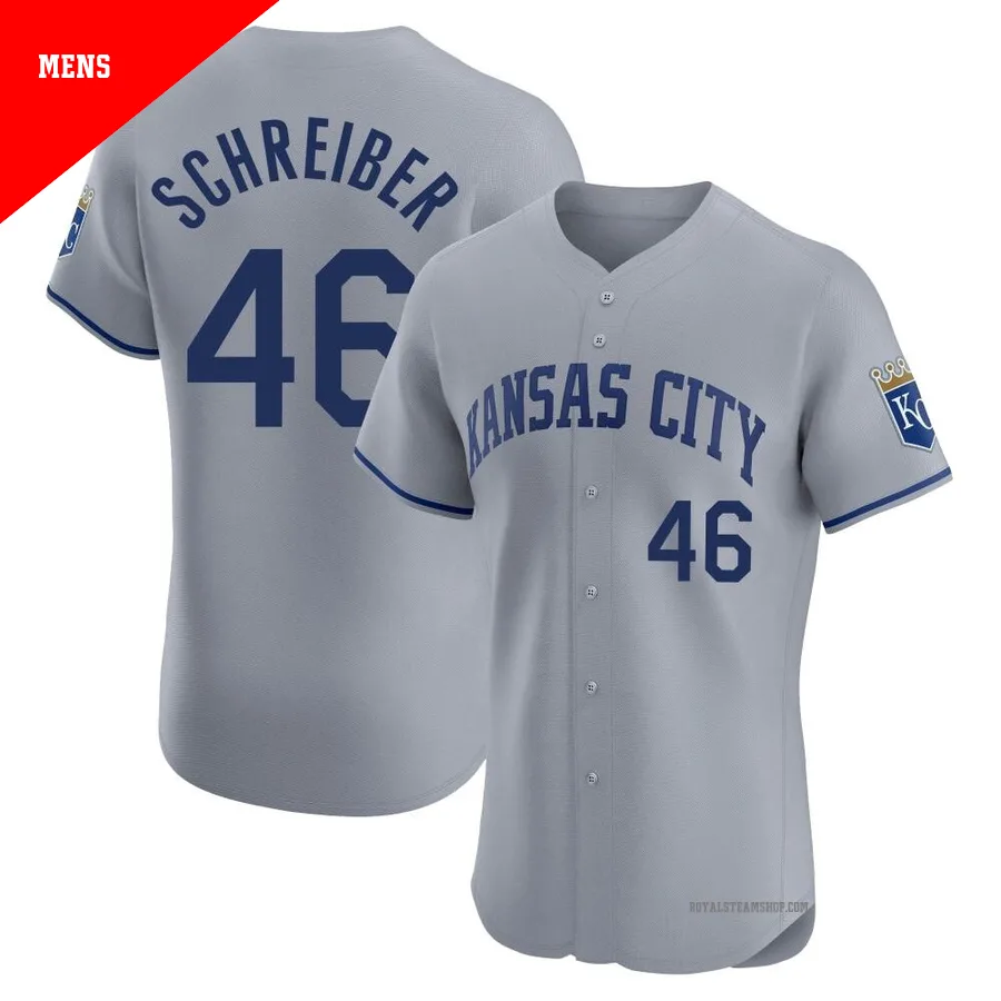 Men's Kansas City Royals ＃46 John Schreiber Gray Elite Road Jersey