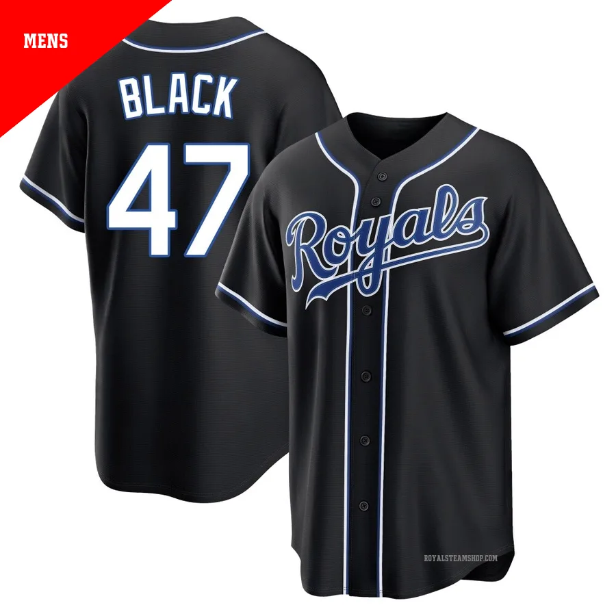 Men's Kansas City Royals ＃47 Mason Black Black Replica Fashion Out Jersey