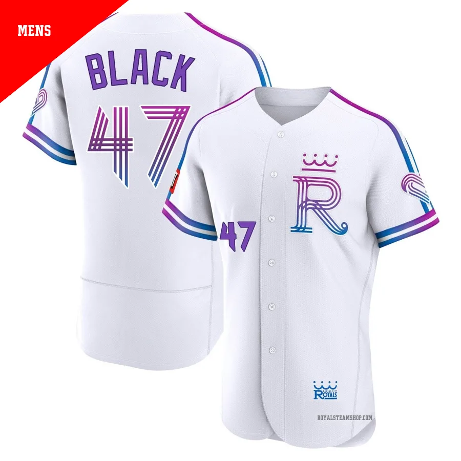 Men's Kansas City Royals ＃47 Mason Black White Authentic 2026 City Connect Stadium Jersey