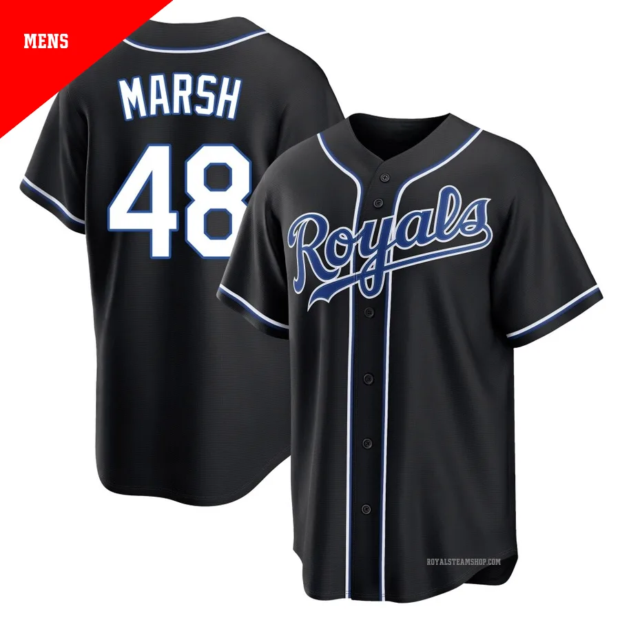 Men's Kansas City Royals ＃48 Alec Marsh Black Replica Fashion Out Jersey