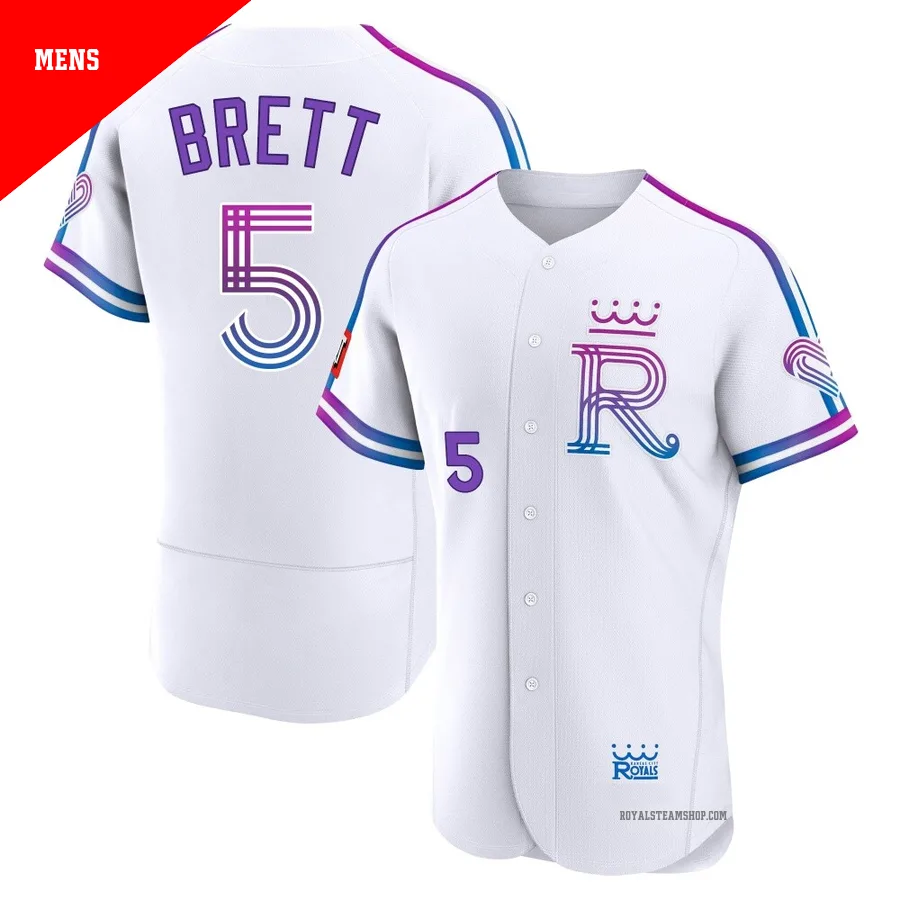 Men's Kansas City Royals ＃5 George Brett White Authentic 2026 City Connect Stadium Jersey