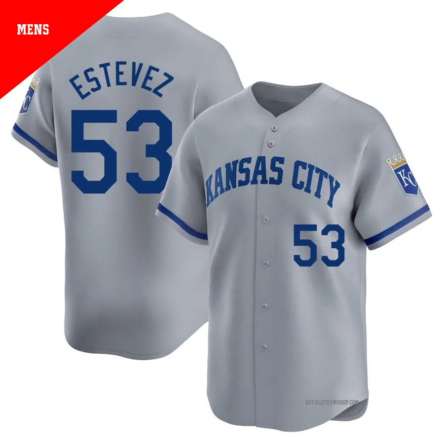 Men's Kansas City Royals ＃53 Carlos Estevez Gray Limited Away Jersey