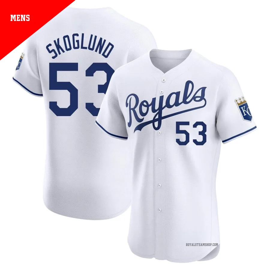 Men's Kansas City Royals ＃53 Eric Skoglund White Elite Home Jersey
