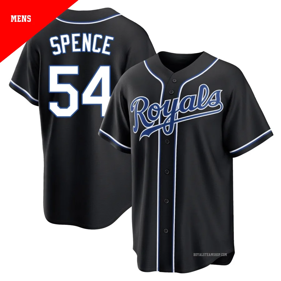Men's Kansas City Royals ＃54 Mitch Spence Black Replica Fashion Out Jersey