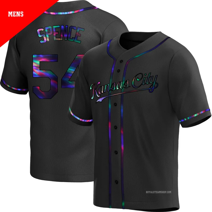 Men's Kansas City Royals ＃54 Mitch Spence Black Replica Holographic Alternate Jersey