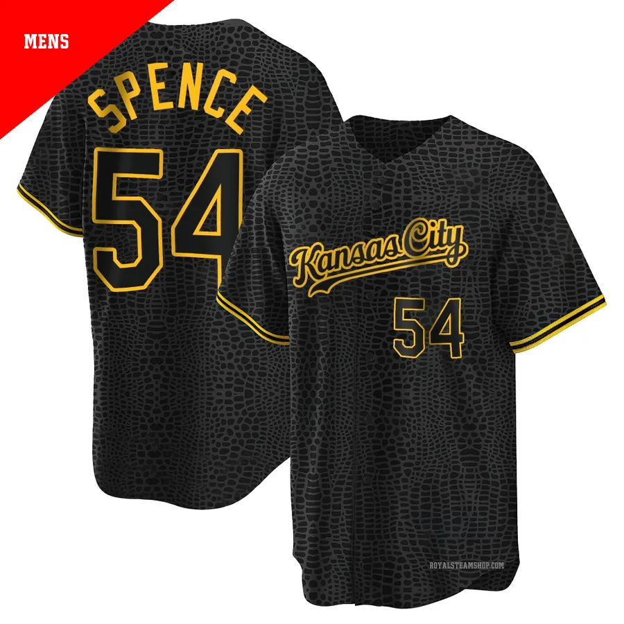 Men's Kansas City Royals ＃54 Mitch Spence Black Replica Snake Skin City Jersey