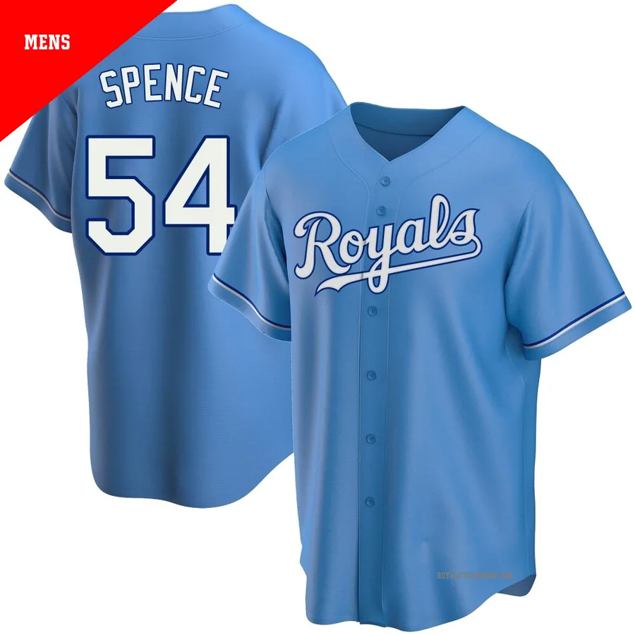 Men's Kansas City Royals ＃54 Mitch Spence Light Blue Replica Alternate Jersey