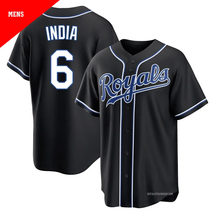 Men's Kansas City Royals ＃6 Jonathan India Black Replica Fashion Out Jersey